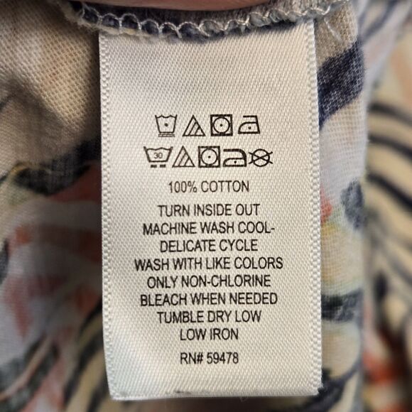 Tahari Tropical Leaf Print V-Neck Top Women’s Size 1X Multicolor Cotton Blouse - Picture 5 of 5